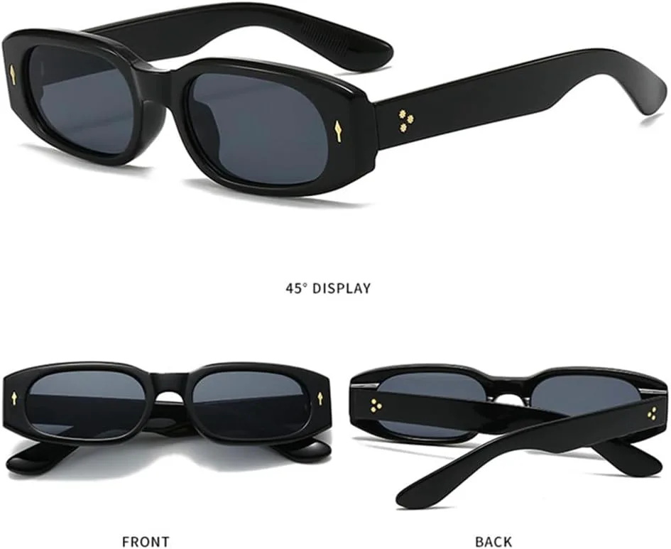 

Женские солнцезащитные очки прямоугольной формы с защитой от УФ-излучения UV400, мужские солнцезащитные очки в стиле ретро с заклепками HDUBFY, Black Orange