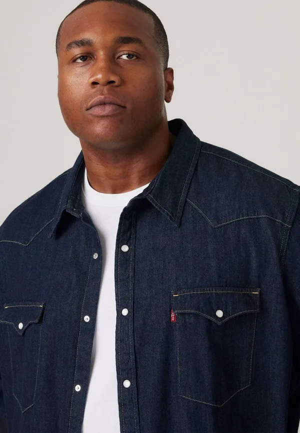 Большая классическая рубашка в стиле вестерн Levi'S Plus, Dark Blue Denim — фото 4