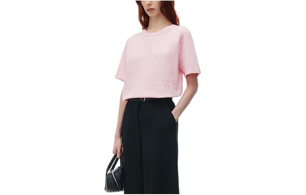 

Alexander Wang SS24 Футболка с заниженной линией плеч, женская, розовая
