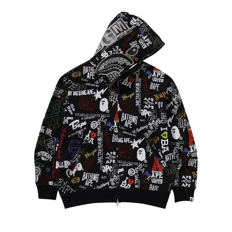 

Худи BAPE Hand Draw Pattern Shark Zip Hoodie, Black