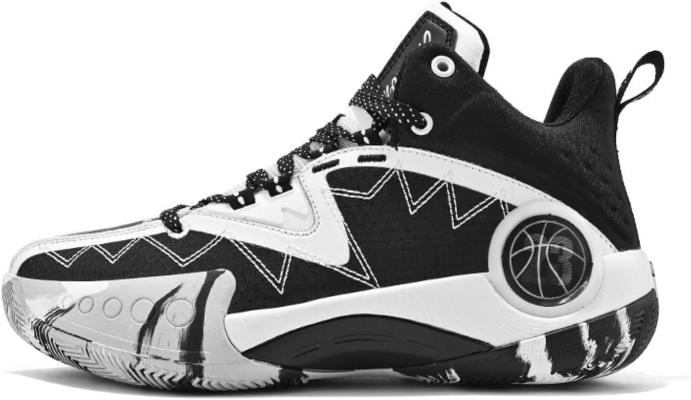 

Мужские кроссовки для баскетбола с граффити, дышащей сеткой, шнуровкой, высокие, легкие, с противоскользящей подошвой для улицы, спортивные кроссовки для тенниса, классические для волейбола и бейсбола Qklmwes, белый/черный