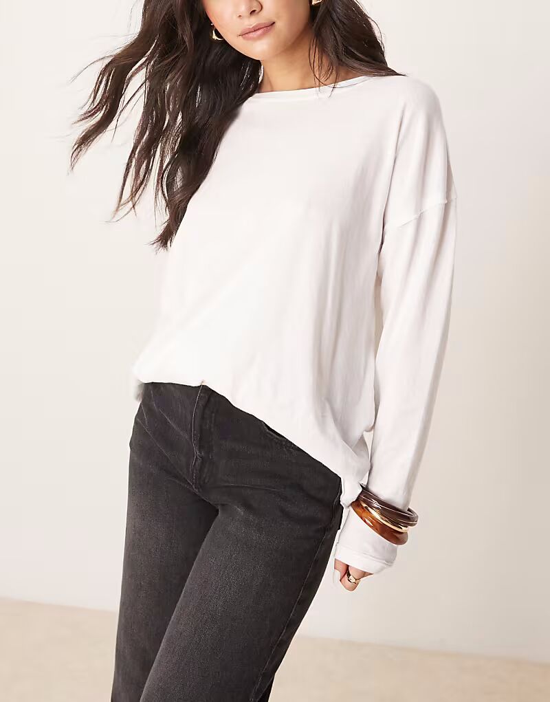 

Футболка с длинным рукавом Free People Nina цвета слоновой кости