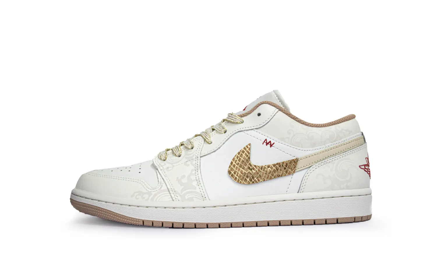 

Jordan Кроссовки Air 1 White Gold Present Low top Vintage Basketball Shoes Men's Beige