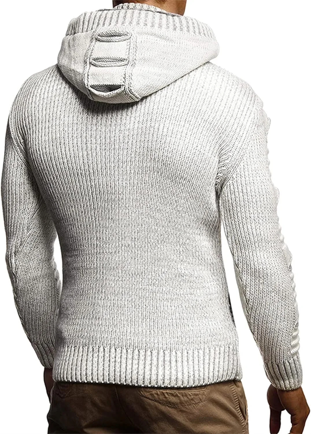 Мужской кардиган с капюшоном и воротником-шалью, slim fit — фото 2
