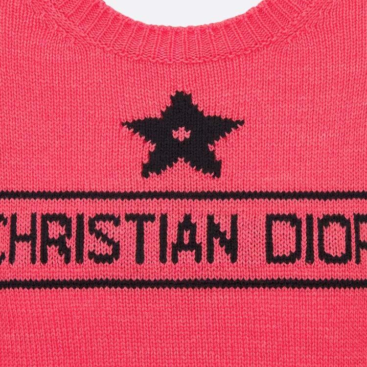 Свитер женский Dior с короткими рукавами, розовый / черный — фото 3