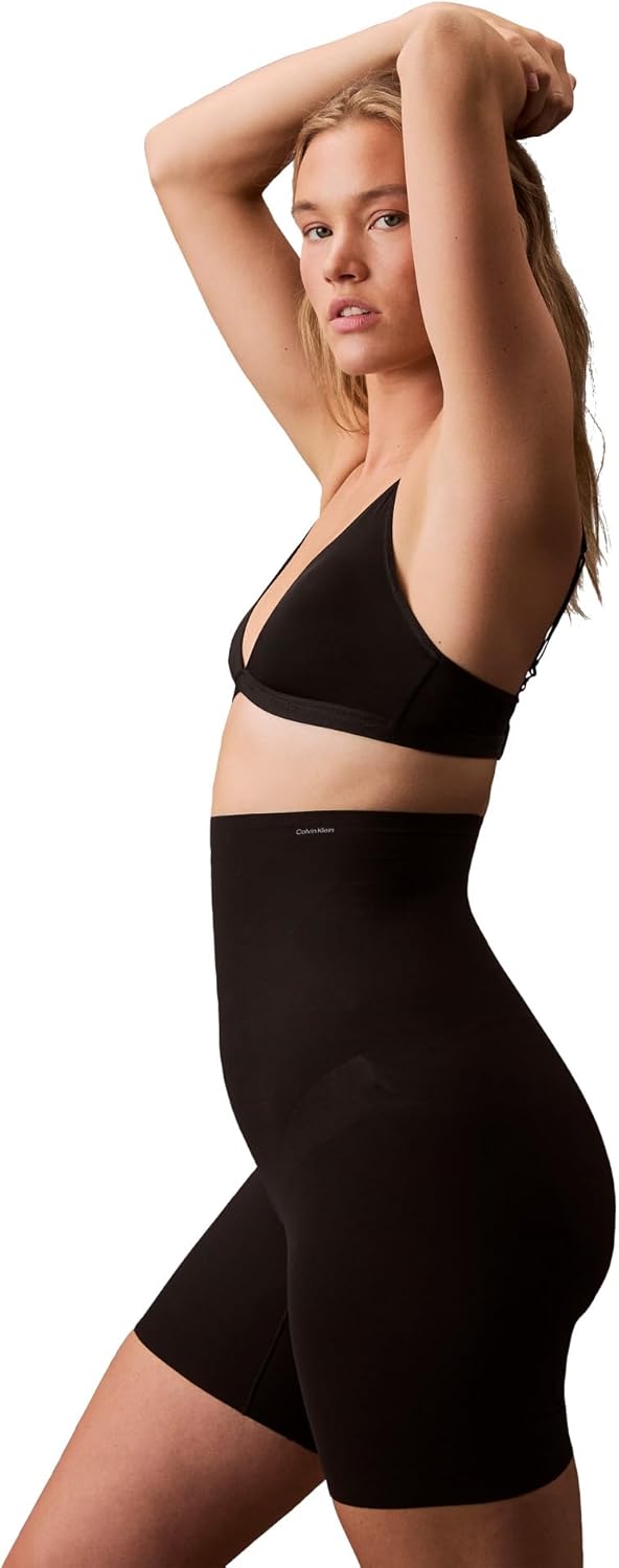 Женское корректирующее белье Calvin Klein, эластичное, с высокой талией, длиной до середины бедра, Black — фото 4