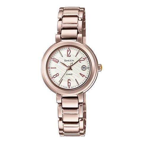 

Часы CASIO Waterproof SHEEN Quartz Sapphire Crystal Rose Gold Analog, золотой