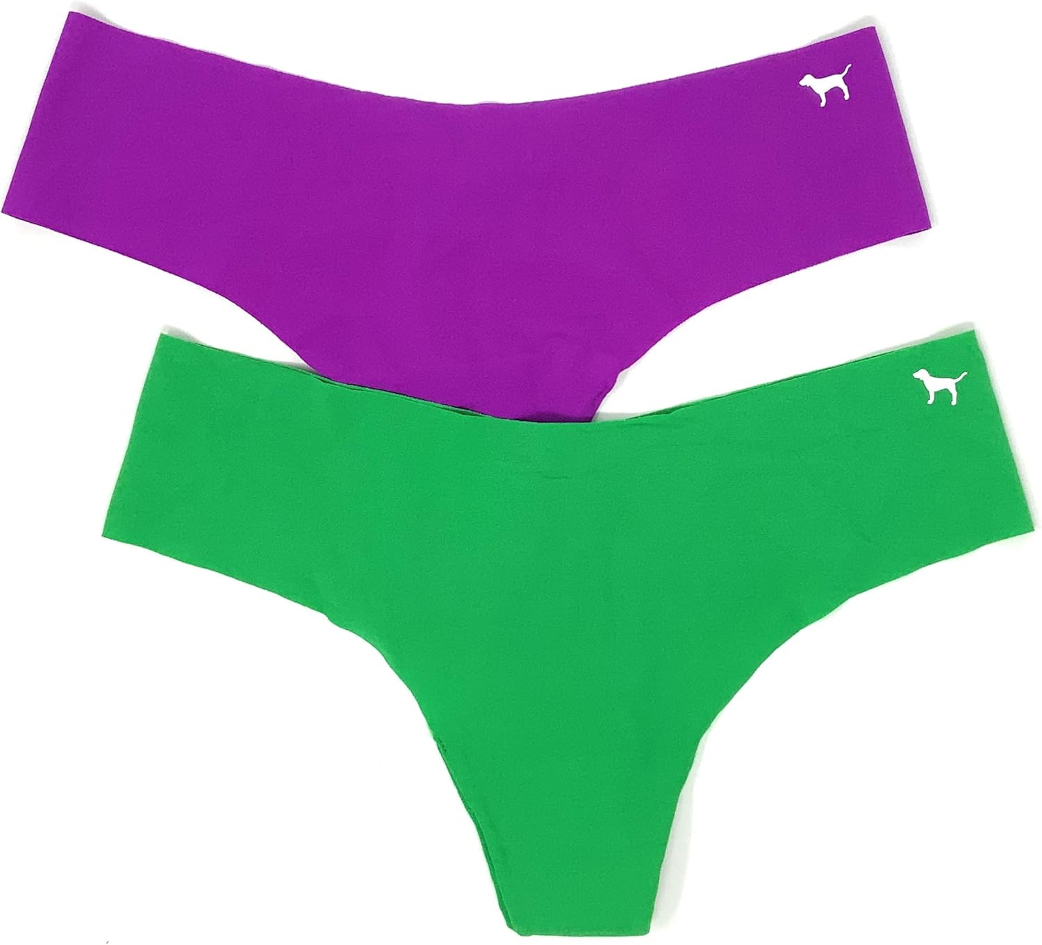 

Victoria's Secret Pink No-Show трусики-стринги, набор из 2 штук, Grape/Lucky Green