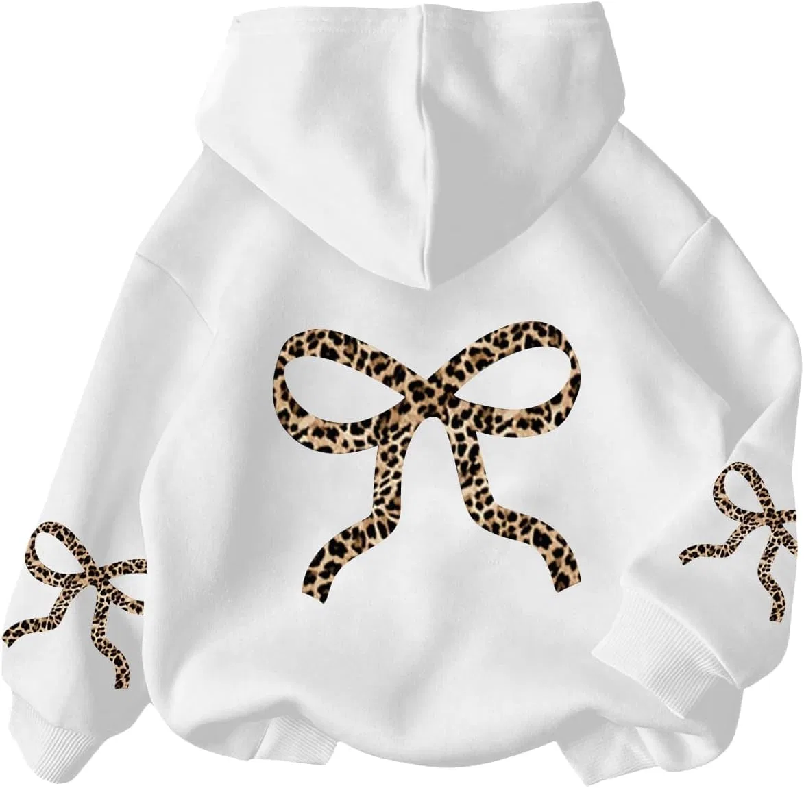 Детская толстовка с капюшоном QJQ, принт бант, White Leopard Bow