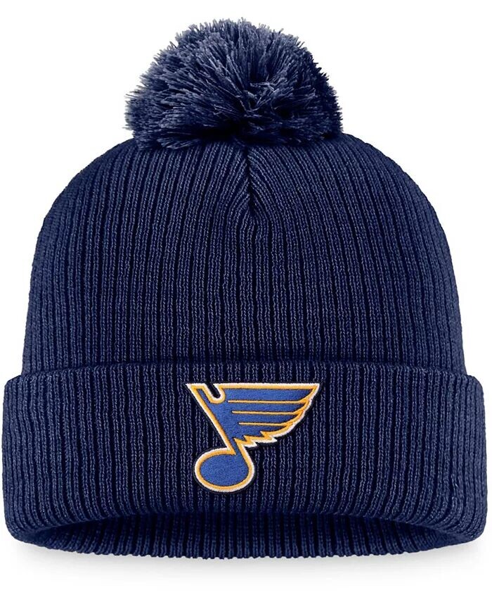 

Мужская темно-синяя вязаная шапка с манжетами и помпоном St. Louis Blues Core Primary Logo Fanatics
