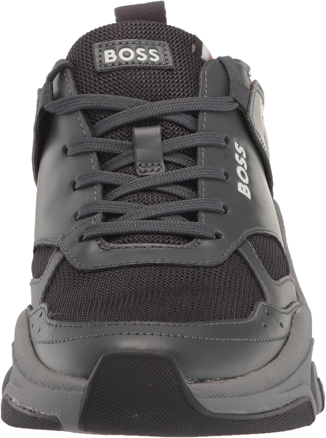 Мужские кроссовки BOSS Running Style из мягкой кожи, Pebble Grey/Dark Lead — фото 2