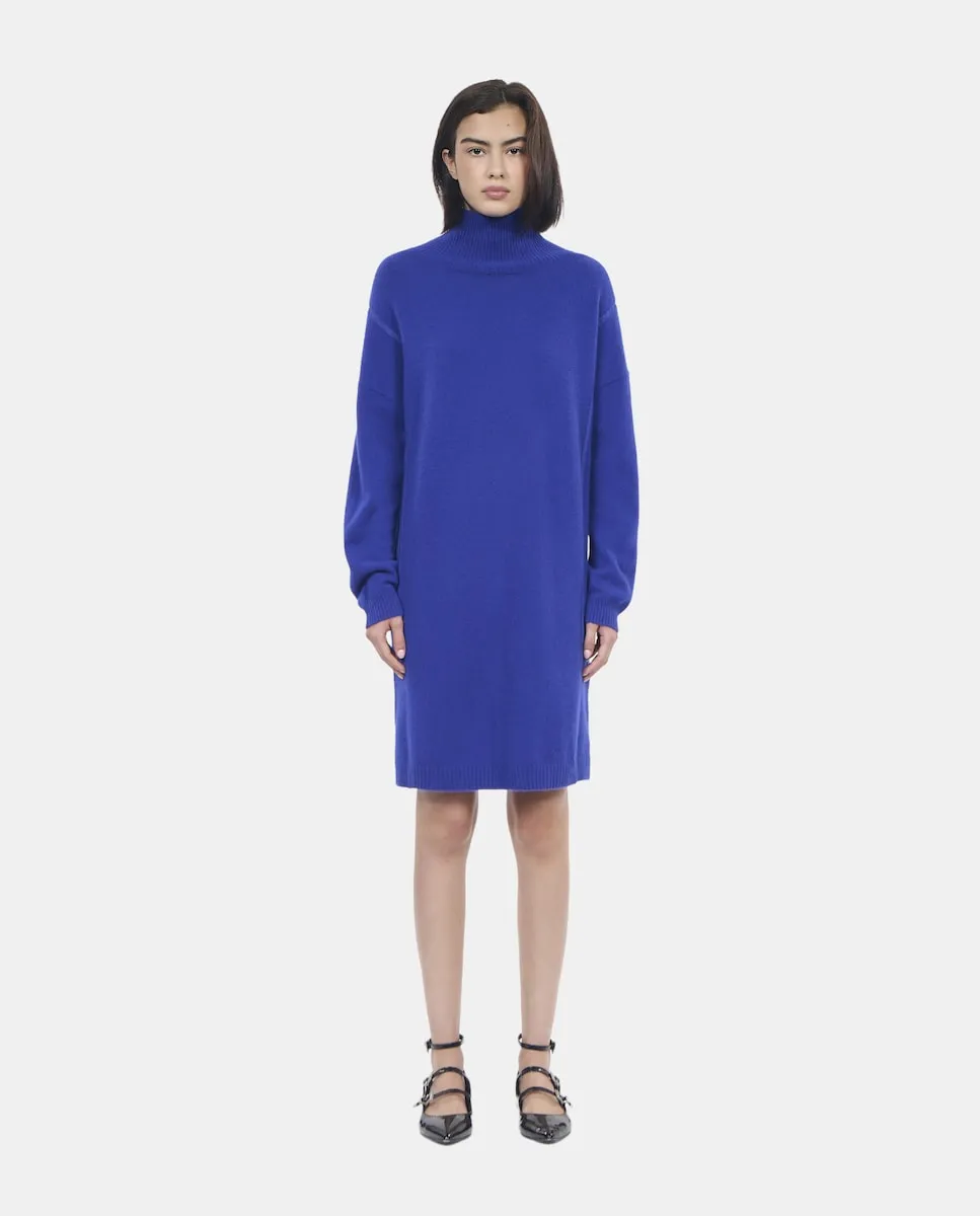 

Короткое кашемировое платье с высоким воротом The Kooples, синий