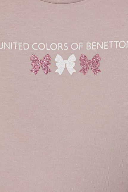 Футболка с коротким рукавом с принтом United Colors of Benetton, розовый — фото 3