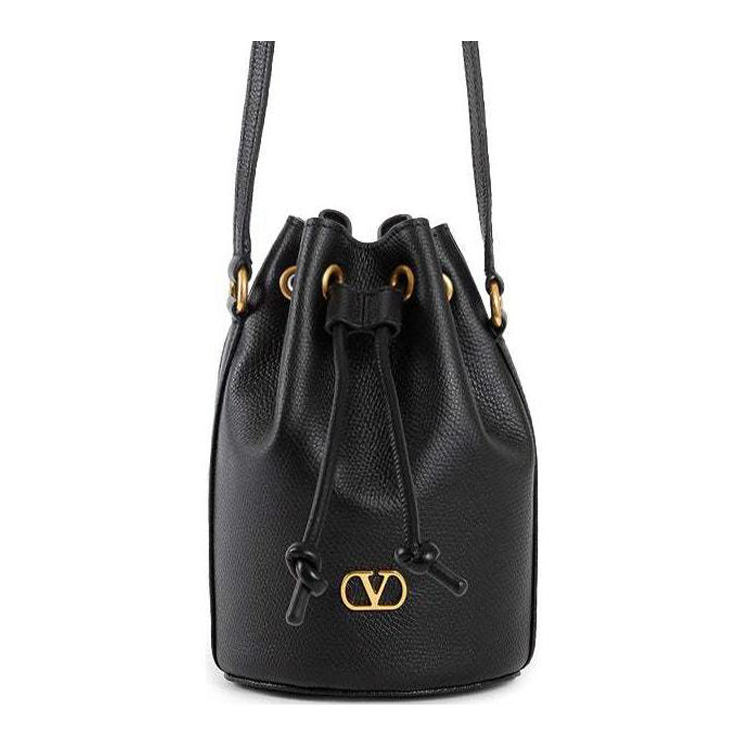 

Valentino Кожаная наплечная сумка через плечо мини женская черная