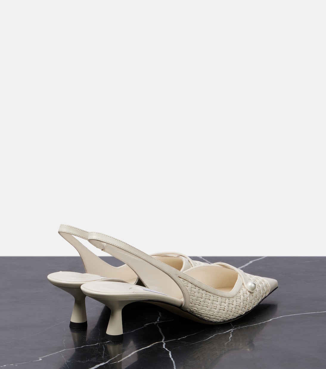 Amita 45 плетеные туфли-лодочки на шпильке с ремешком Jimmy Choo, Latte — фото 2