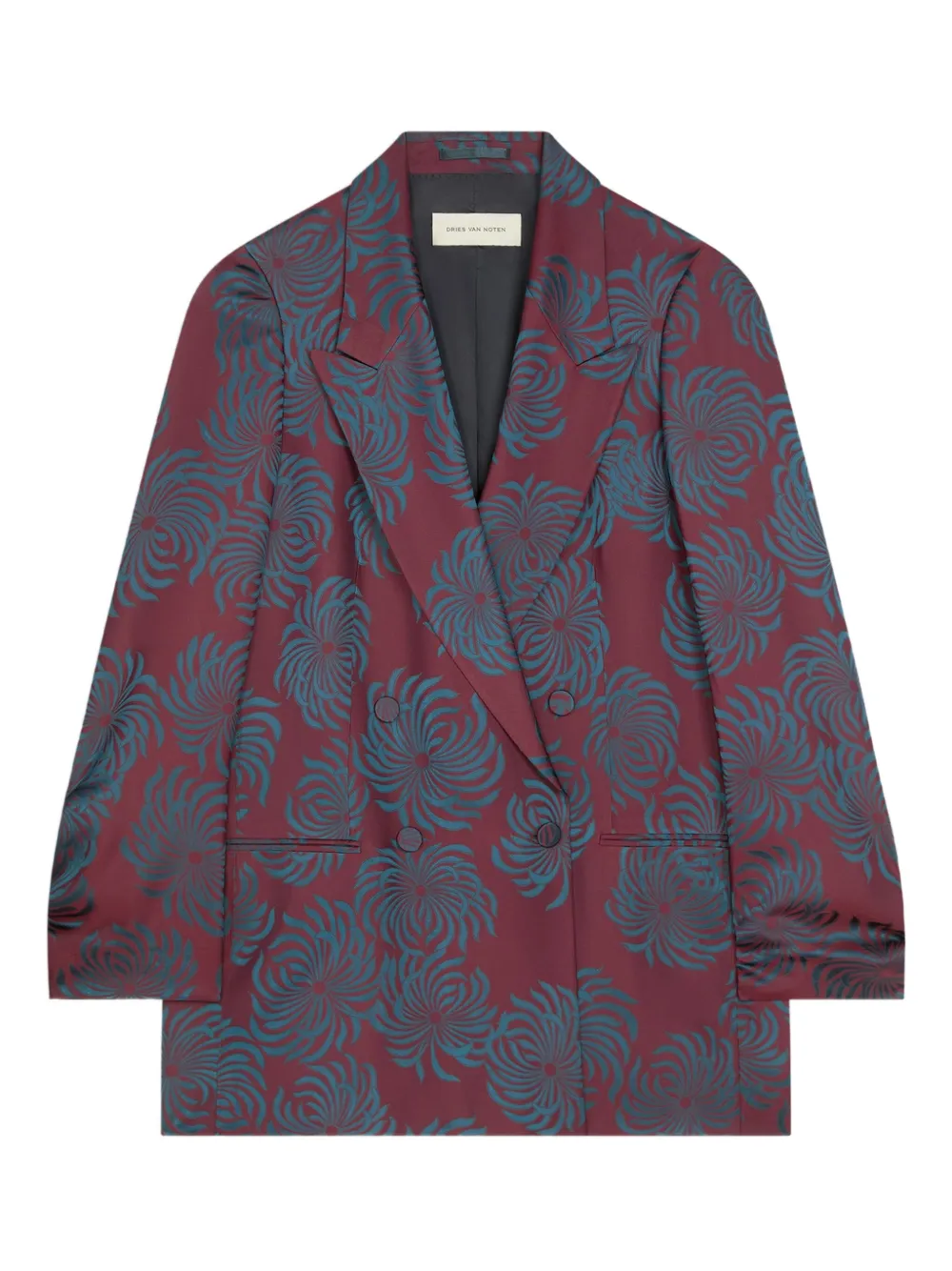 

Двубортный блейзер с цветочным принтом Dries Van Noten, красный