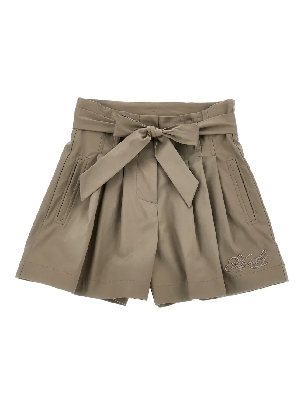 Шорты с поясом и вышивкой Philosophy Di Lorenzo Serafini Kids, нейтральный