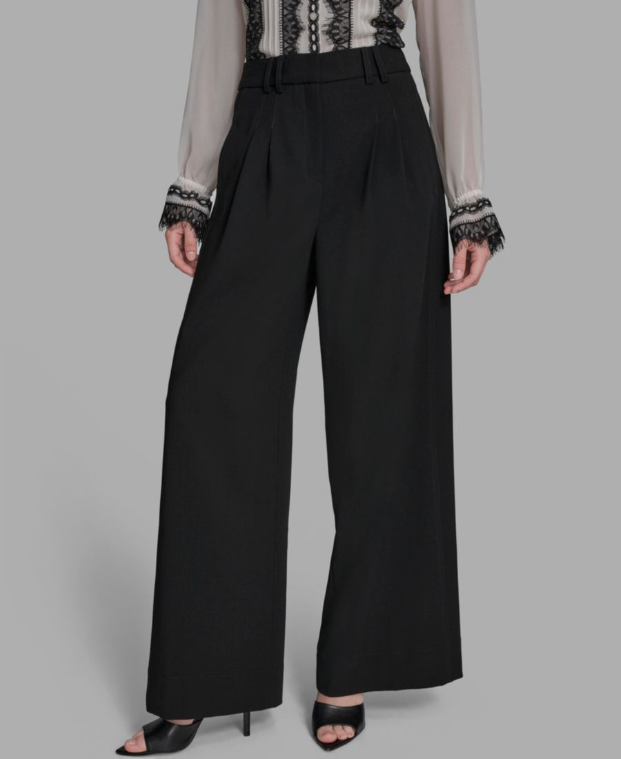 

Женские брюки с широкими штанинами и складками на спине BCBG, Black