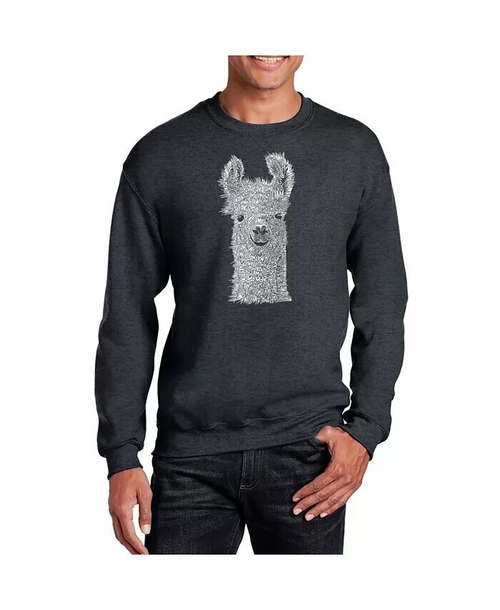 

Мужская толстовка с круглым вырезом Word Art Llama LA Pop Art, серый