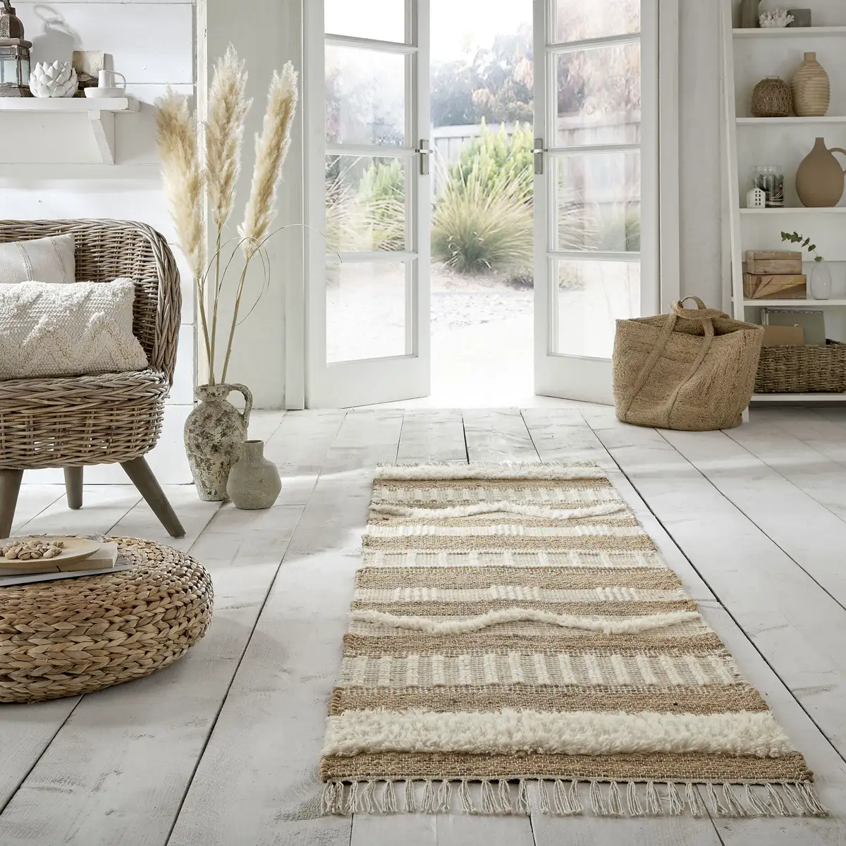 

FLAIR RUGS дорожка "Medina", прямоугольная, в стиле бохо, из натуральных волокон, таких как шерсть и джут, ковровая дорожка 60х230 см, цвет natur