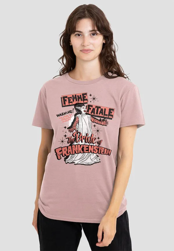 

Футболка с принтом «монстры: невеста, роковая женщина» Universal Studios, Pink, Розовый, Футболка с принтом «монстры: невеста, роковая женщина» Universal Studios, Pink