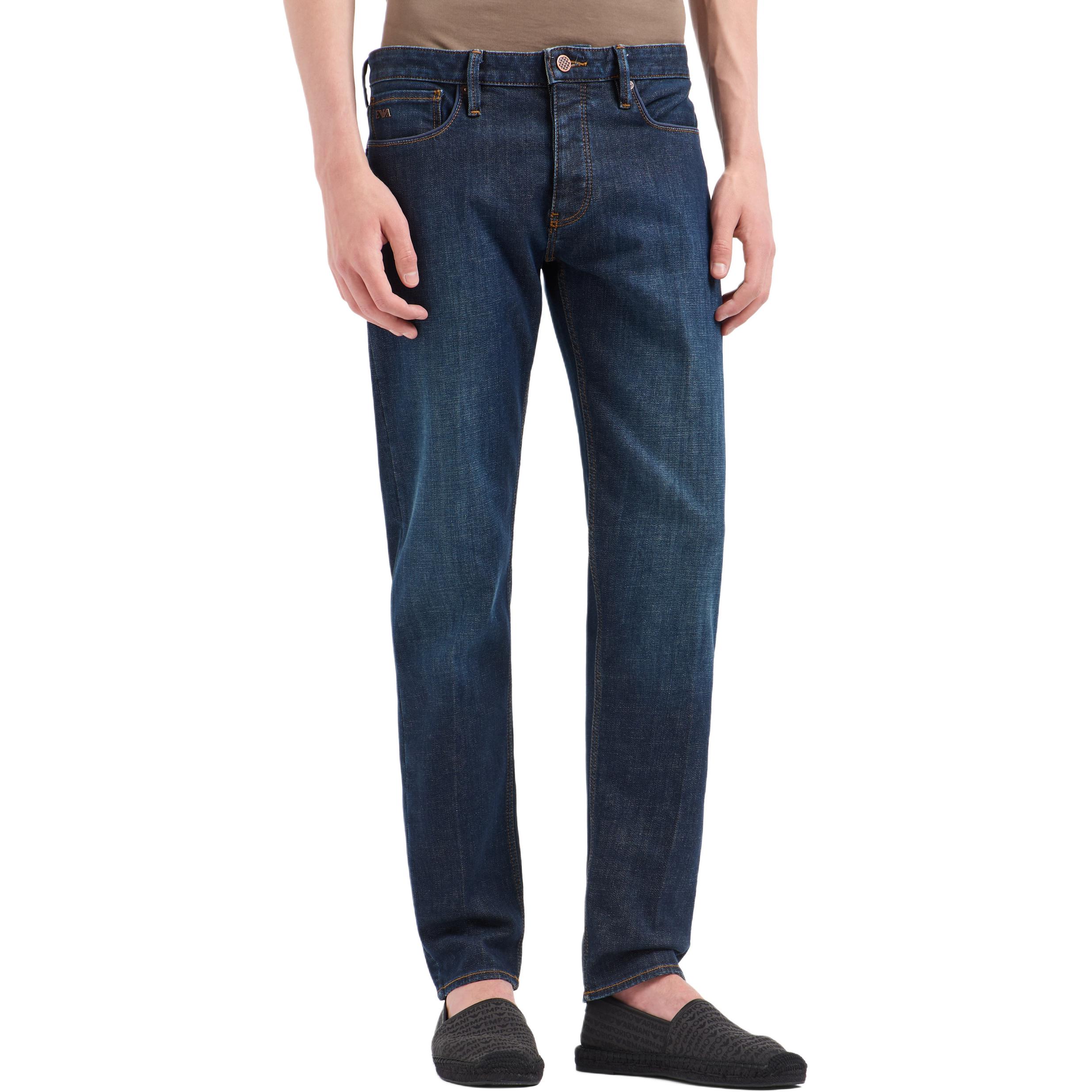 Джинсы J75 Slim fit Rinse wash Comfort Denim EMPORIO ARMANI, синий — фото 4