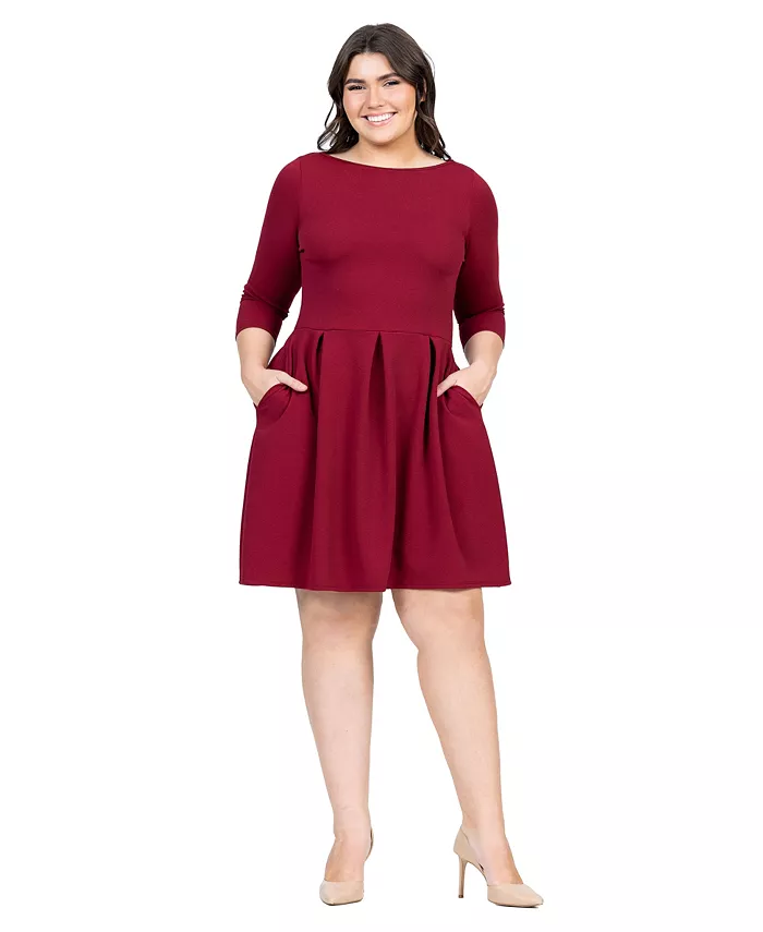 

Платье Plus Size Perfect Fit and Flare с карманами 24seven Comfort Apparel, красный