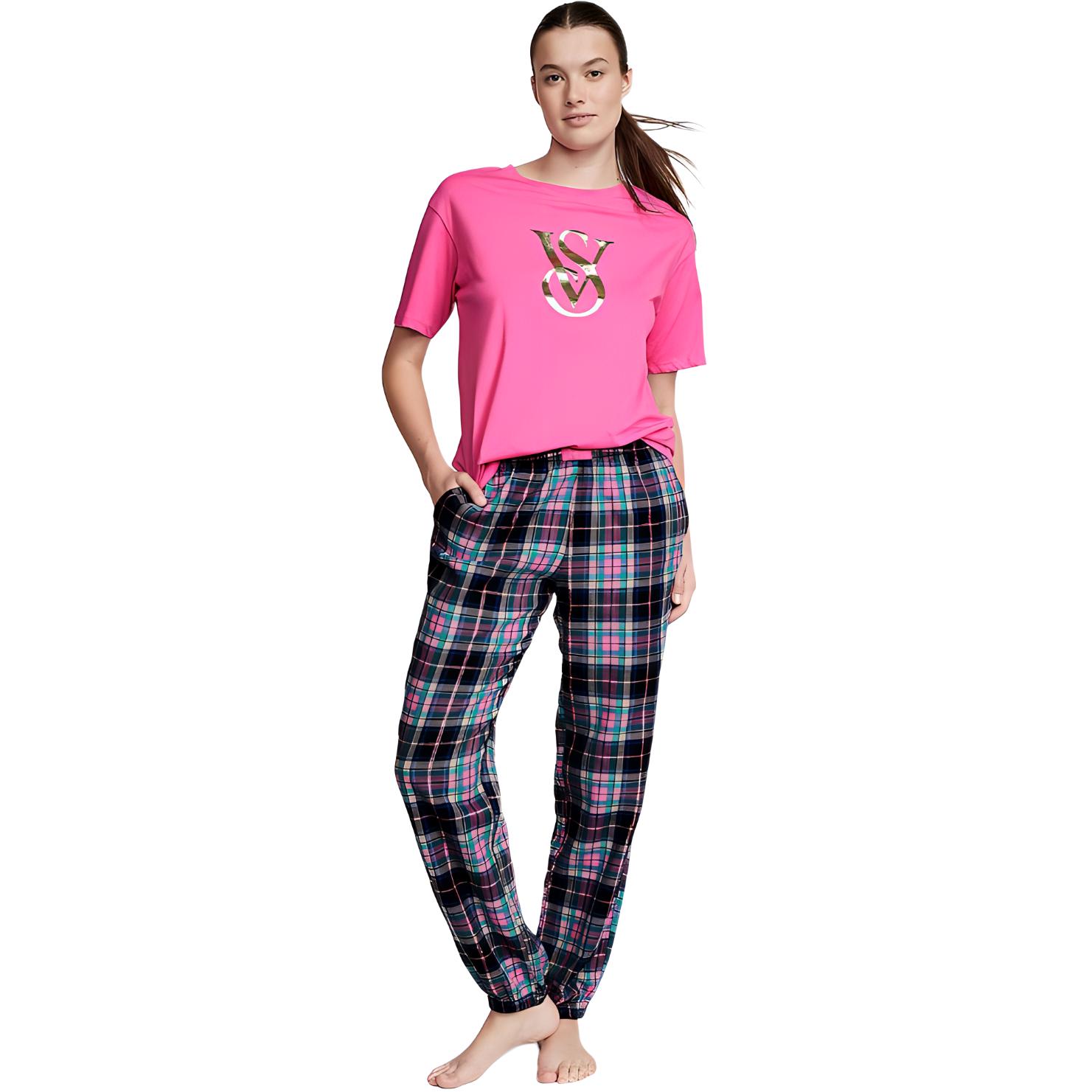 Женский комплект пижамы Victoria's Secret, Розовая клетка — фото 2