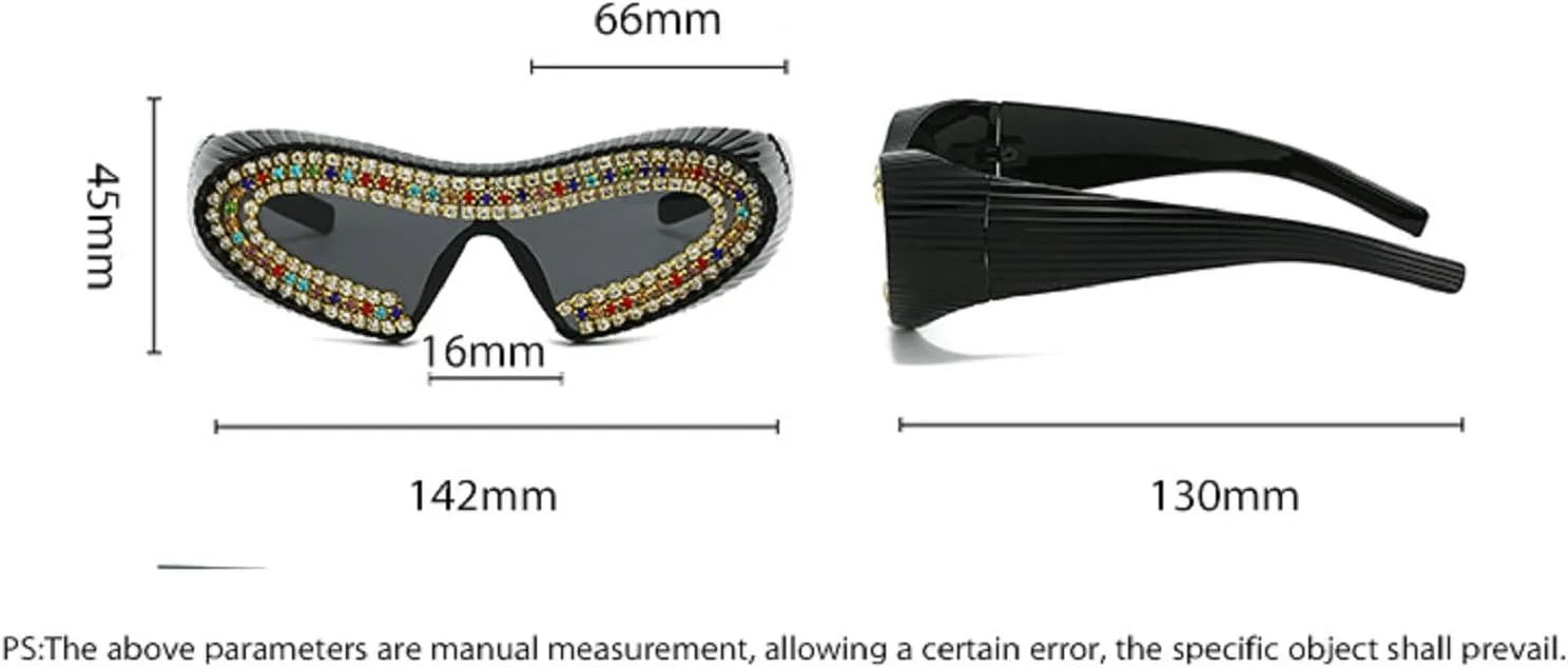 

Большие цельные солнцезащитные очки со стразами для женщин, футуристические солнцезащитные очки в стиле «кошачий глаз» в духе Y2K, ретро-очки 2000-х mincl, Pink