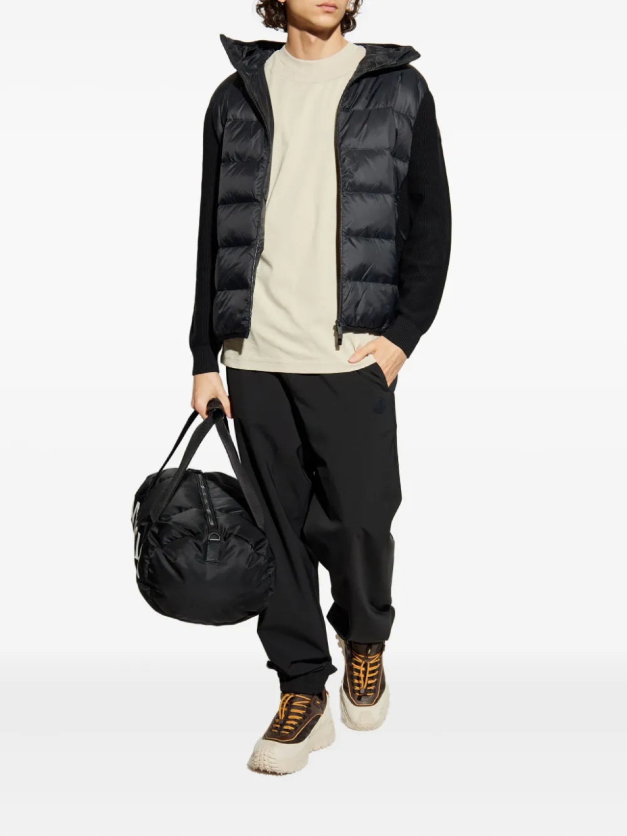 Футболка из хлопка с нашивкой-логотипом Moncler, нейтральный — фото 2