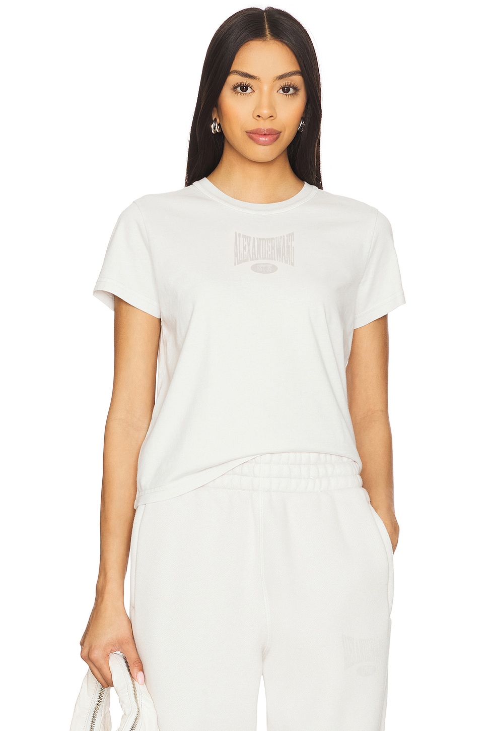 

Укороченная футболка с принтом Alexander Wang, dirty white