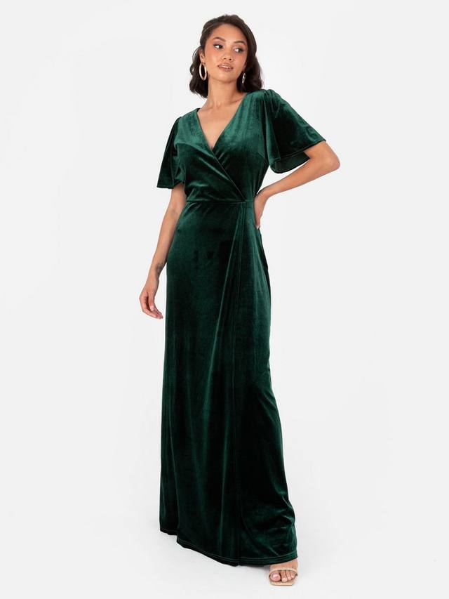 

Вельветовое платье макси с ангельскими рукавами Maya Deluxe, Emerald Green
