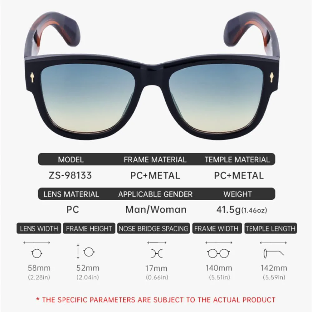 

Солнцезащитные очки с крупной оправой 2027 года для женщин, с заклепками, солнцезащитные очки для мужчин, защита от ультрафиолета UV400, черные MTZJH, One Color