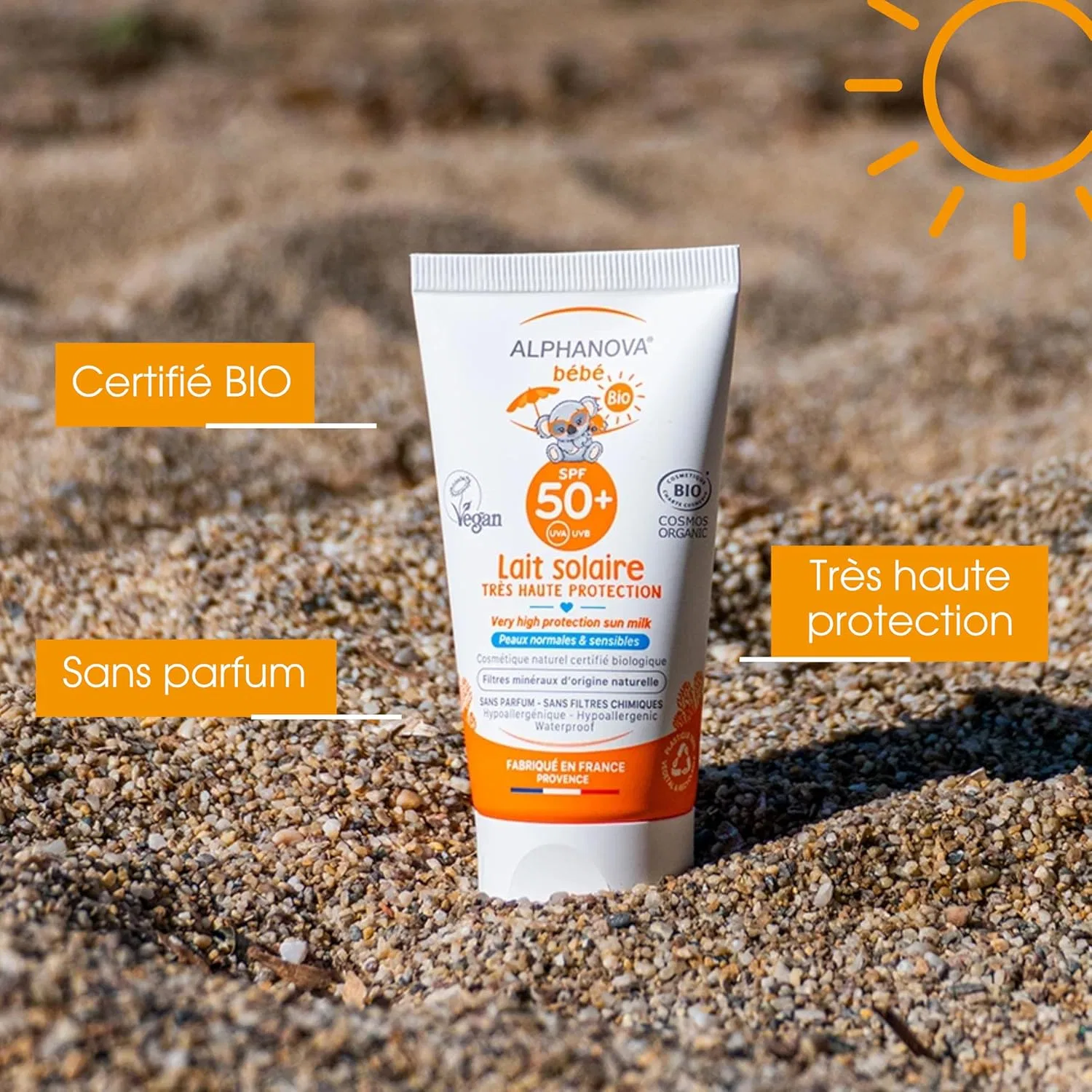 Детский солнцезащитный лосьон «Sun Organic» от Alphanova, SPF 50+, 130.4 мл Alphanova — фото 2