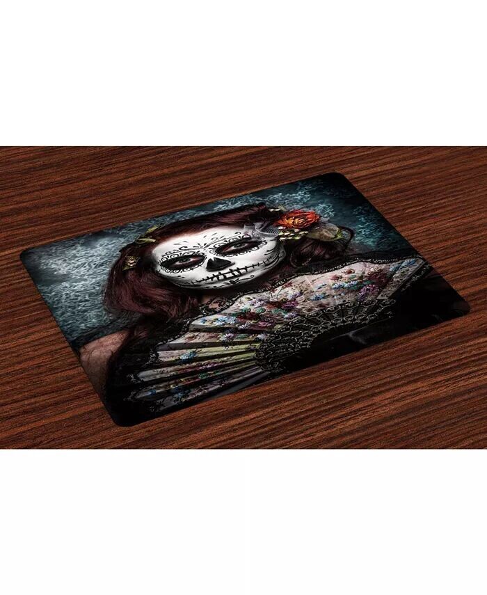 

Коврики Day of the Dead Place, набор из 4 шт Ambesonne, мультиколор