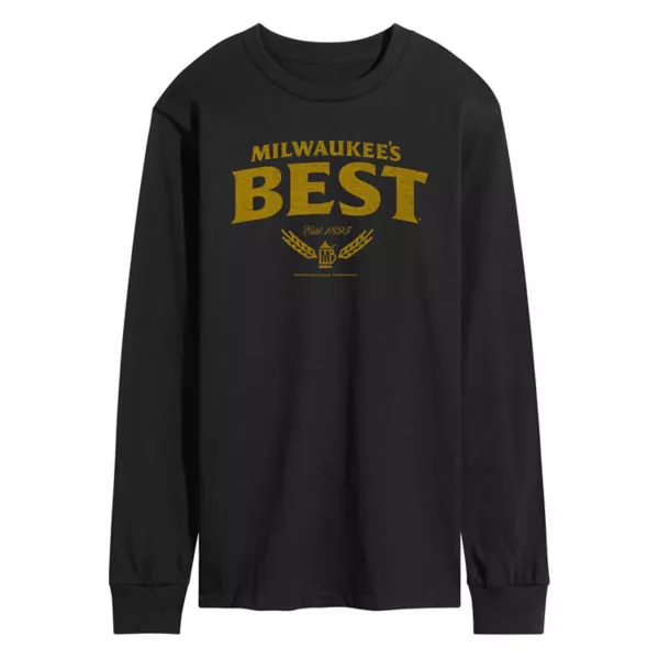 

Мужская футболка Milwaukee's Best с длинным рукавом и потертым логотипом Licensed Character, черный