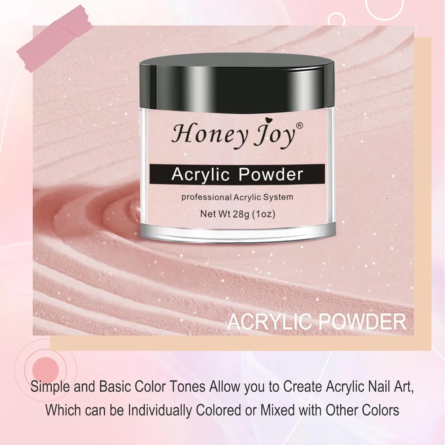Акриловая пудра для наращивания ногтей, 28 г Honey Joy, Hj-Nap017-No.21 — фото 3
