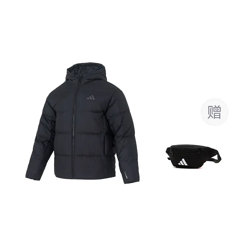 

Базовый пуховик мужской с капюшоном Moderate Adidas, черный (comes with adidas bag 1 pc)