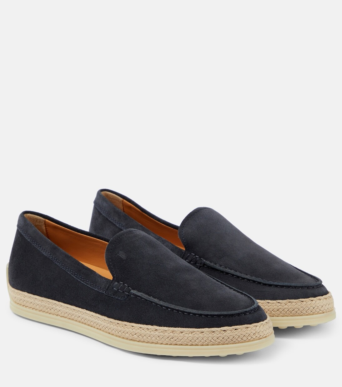Замшевые лоферы с отделкой из рафии Tod'S, синий