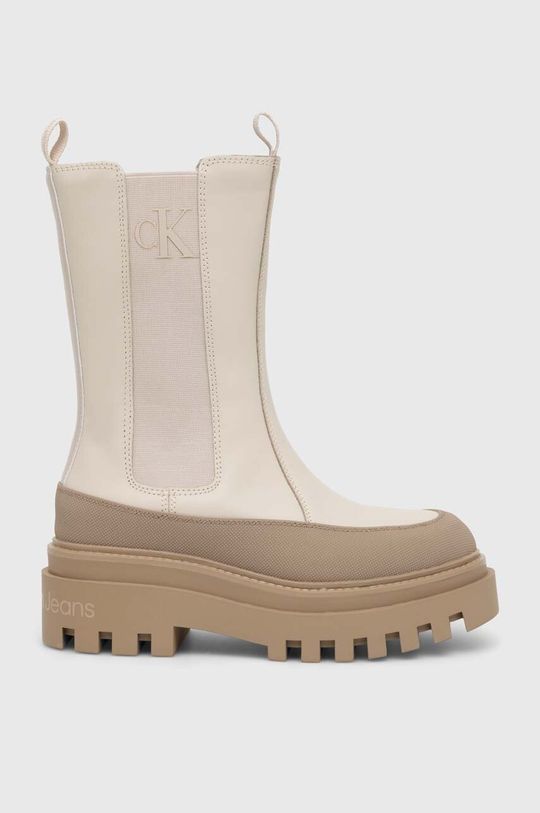 

Кожаные ботинки челси FLATFORM CHELSEA BOOT LTH WN Calvin Klein Jeans, бежевый