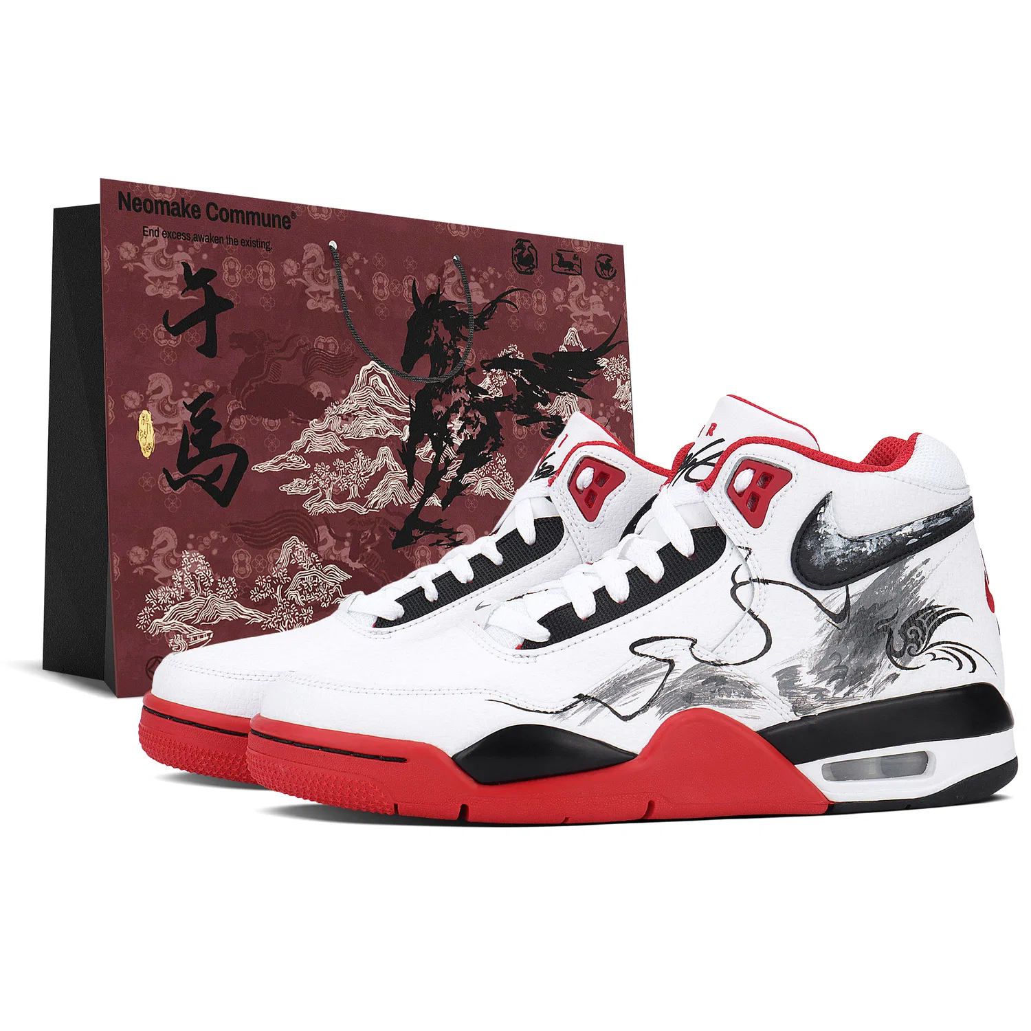 Кроссовки баскетбольные Nike Flight Legacy Ink Wash Horse Custom
