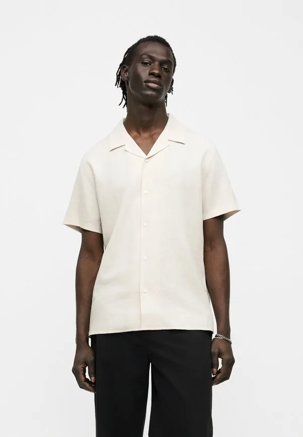 Классная рубашка camp solid Calvin Klein, Oatmeal — фото 3