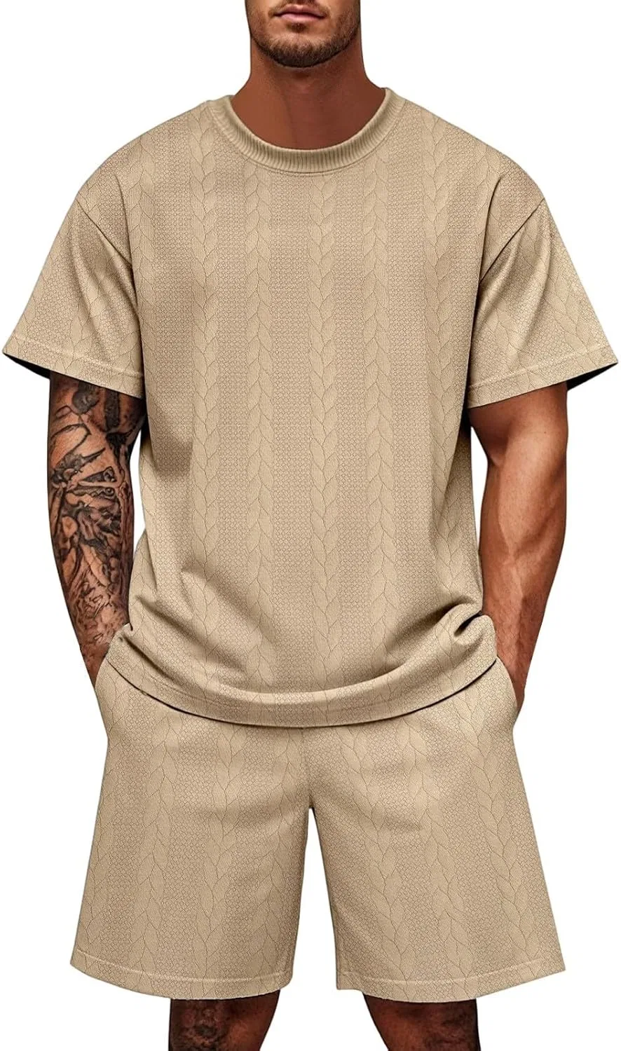 Мужской спортивный костюм с принтом, Khaki
