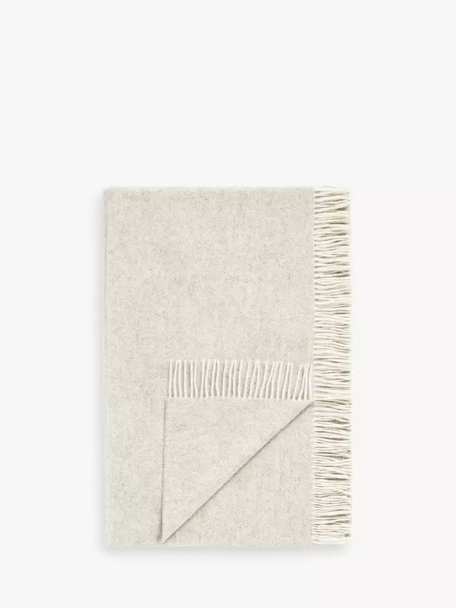 

Плед John Lewis Herringbone Shetland Lambswool, цвет light/grey