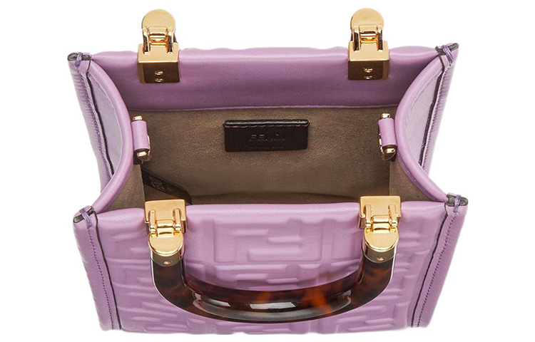 FENDI Солнечная кожаная сумка через плечо мини женская фиолетовая — фото 4