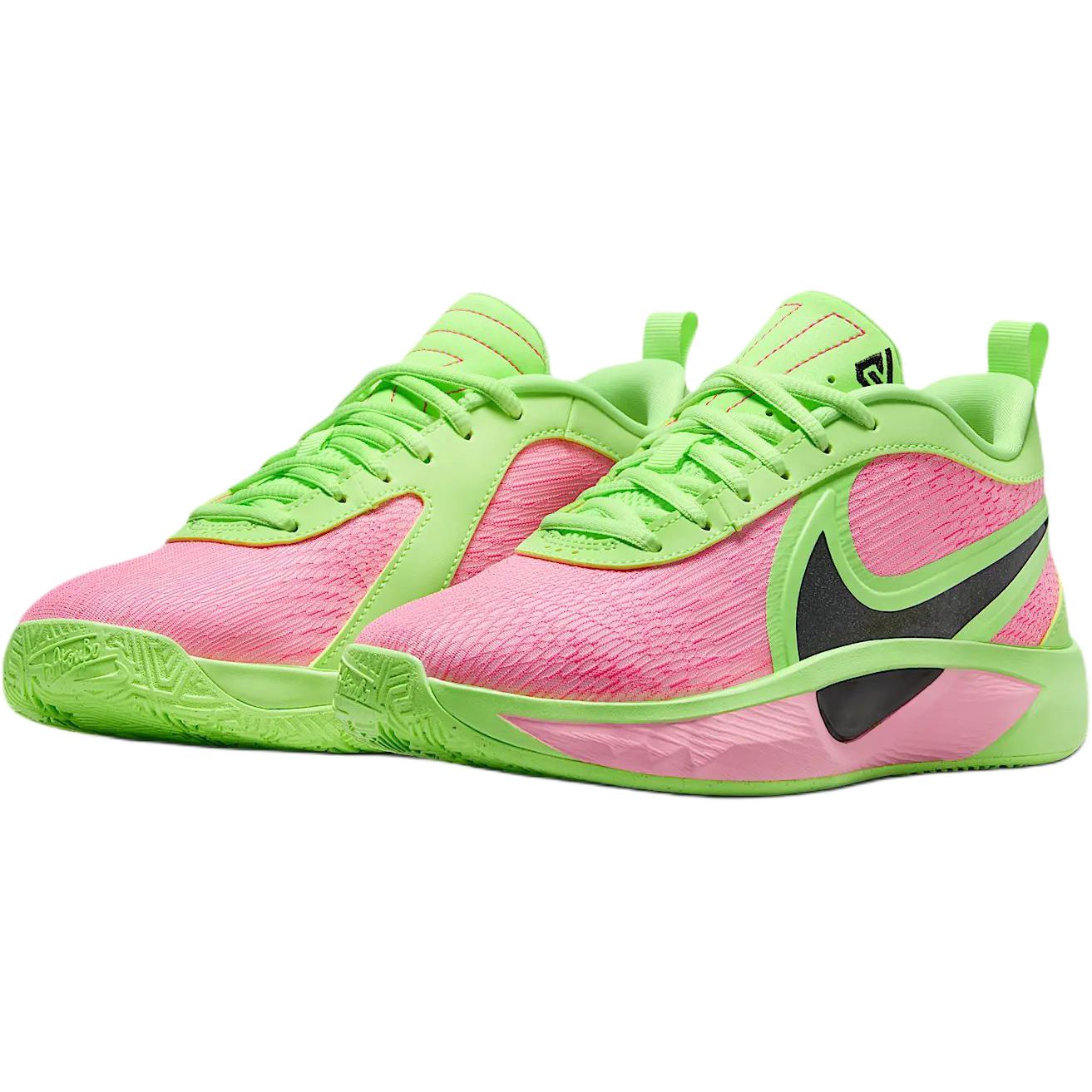 Детские баскетбольные кроссовки Giannis Freak 6 Breathable Cushioning Low Top Nike, розовый/зеленый — фото 4