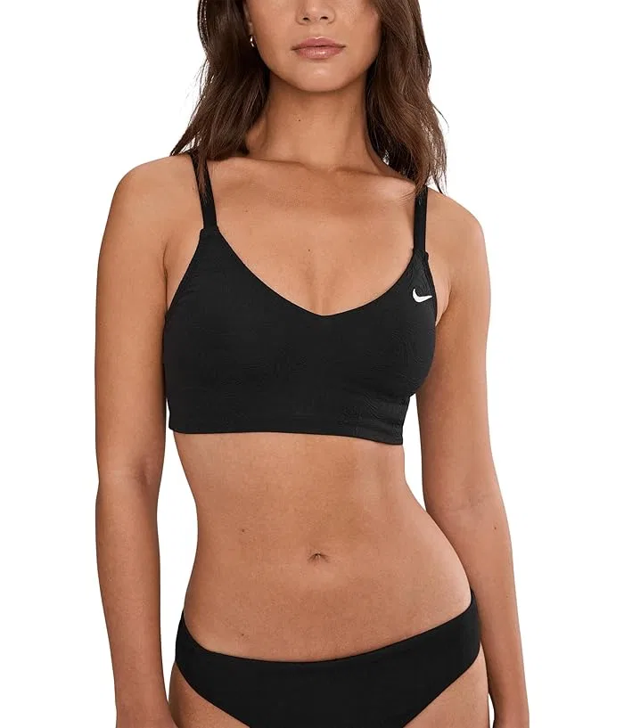 Купальник с V-образным вырезом Line Wave Jacquard Nike, Black