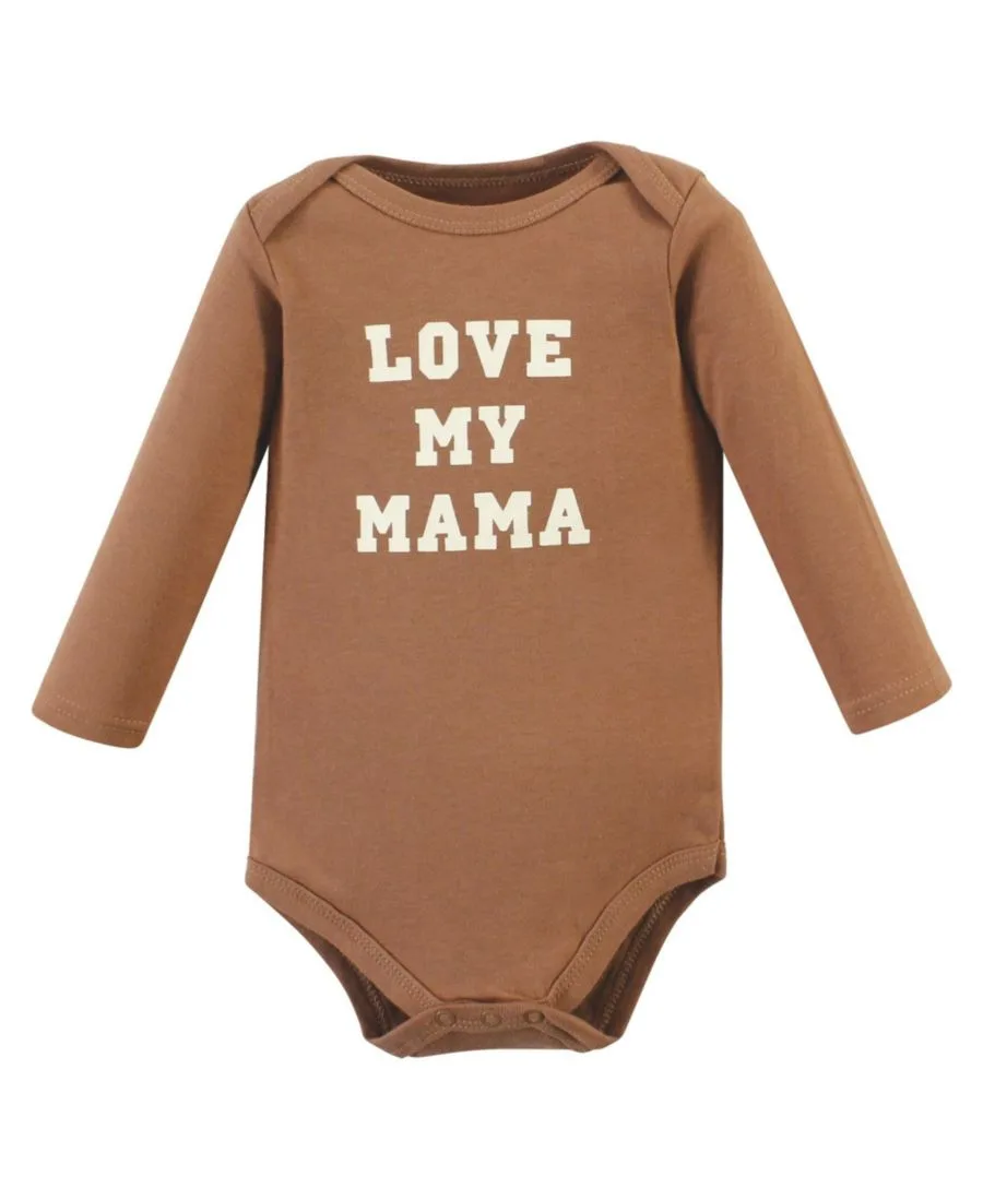 Хлопковые боди с длинными рукавами, комплект из 3 штук Hudson Baby, коричневый темно-синий mamas boy 3-pack — фото 3
