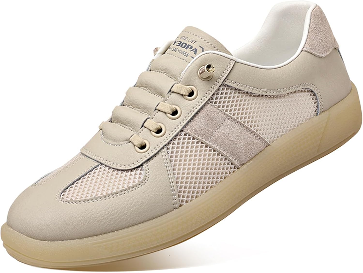 

Мужские кроссовки Netehadi из замши с вырезами, низкие, на шнуровке, повседневные, с нескользящей подошвой, круглый носок, летние, дышащие, для тенниса, скейтборда, прогулок, вождения и повседневной носки, светло-бежевый