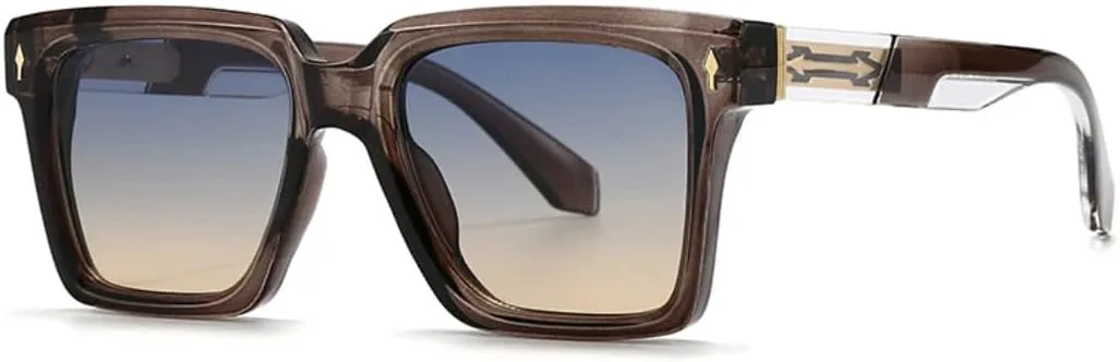 

Винтажные солнцезащитные очки с заклепками для женщин и мужчин, защита от УФ-излучения UV400, градиентный дизайн, роскошный стиль TVTBBVV, Light Brown Blue Tea